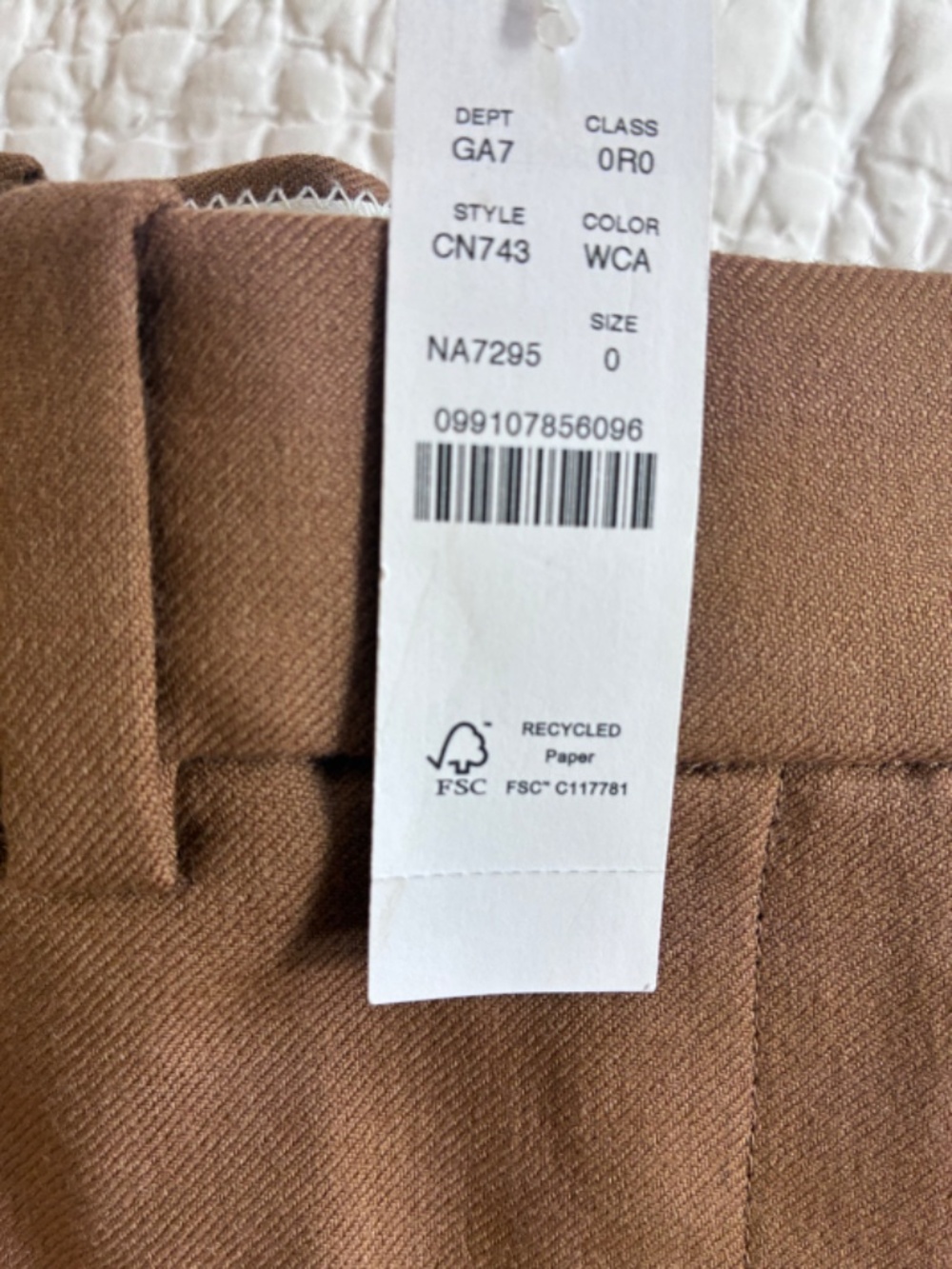 Carolina pant in wool-blend flannel warm camel size 0 - Picture 4 of 5